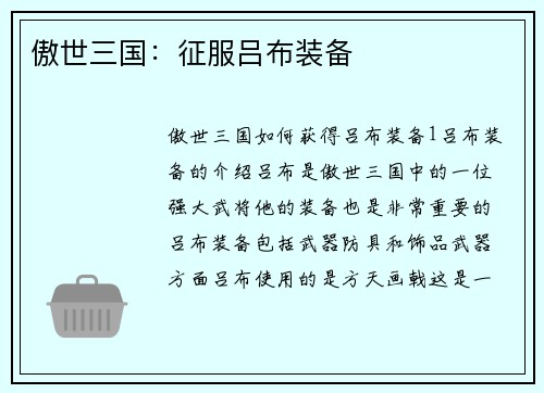 傲世三国：征服吕布装备